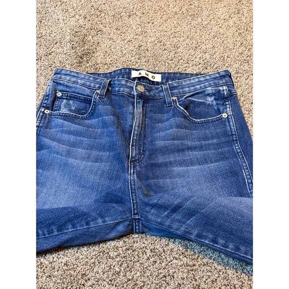 AMO High-Rise Twist Sweetheart Stretch Denim Split Ankle Skinny Blue Wash Jeans - Picture 6 of 11